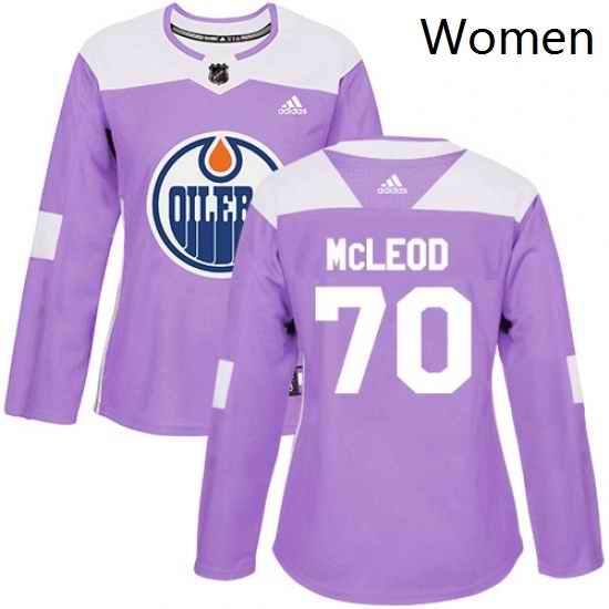 Womens Adidas Edmonton Oilers 70 Ryan McLeod Authentic Purple Fights Cancer Practice NHL Jersey
